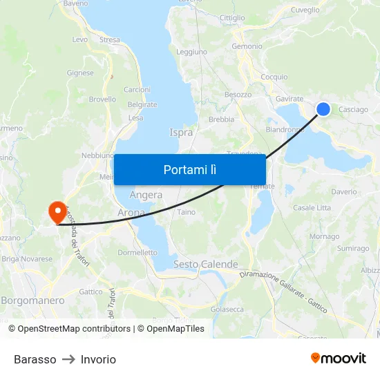 Barasso to Invorio map