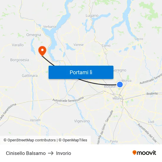 Cinisello Balsamo to Invorio map