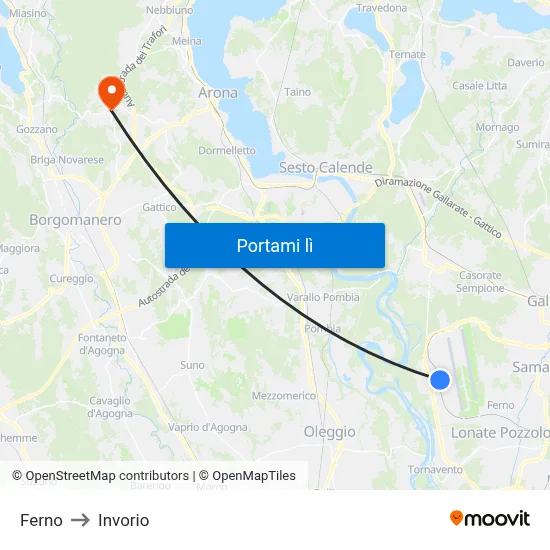 Ferno to Invorio map