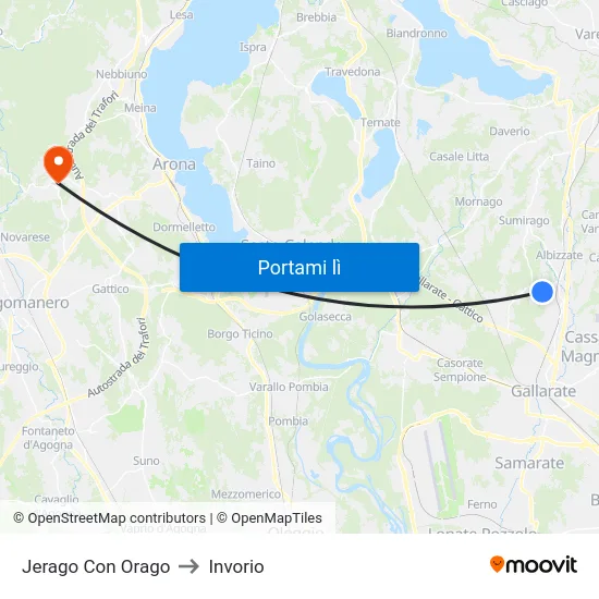 Jerago Con Orago to Invorio map