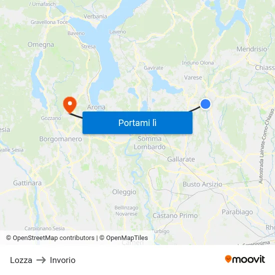 Lozza to Invorio map