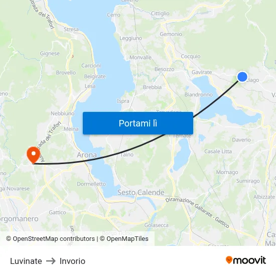 Luvinate to Invorio map