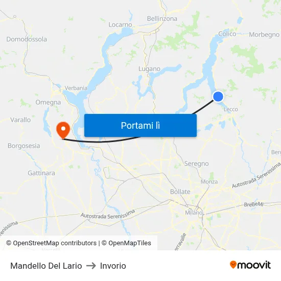 Mandello Del Lario to Invorio map