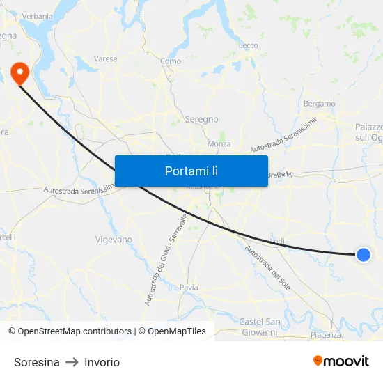 Soresina to Invorio map
