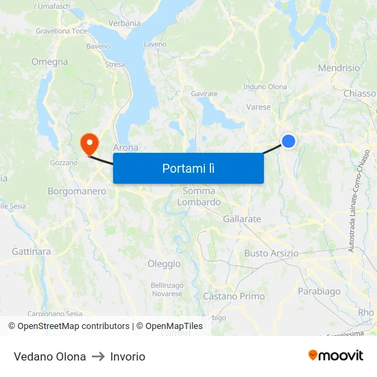Vedano Olona to Invorio map