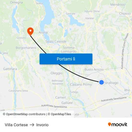 Villa Cortese to Invorio map