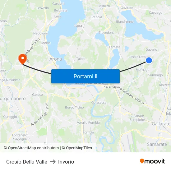 Crosio Della Valle to Invorio map