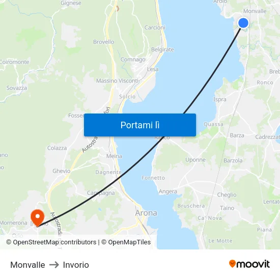Monvalle to Invorio map