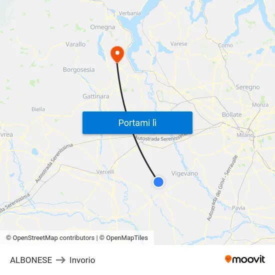 ALBONESE to Invorio map
