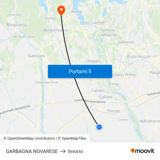 GARBAGNA NOVARESE to Invorio map