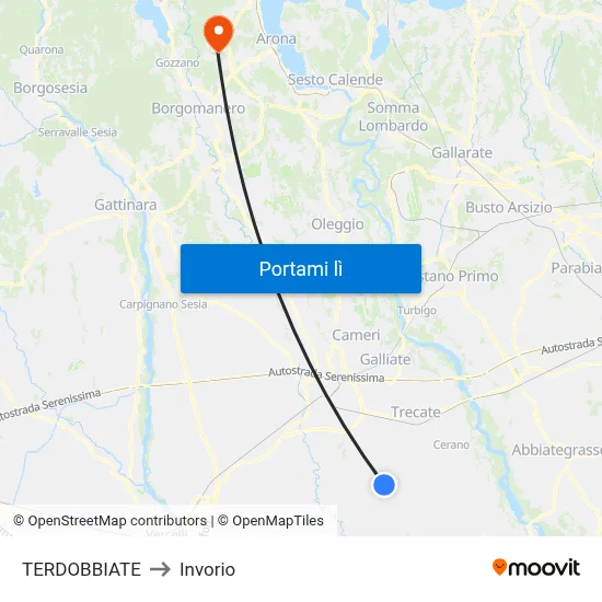 TERDOBBIATE to Invorio map