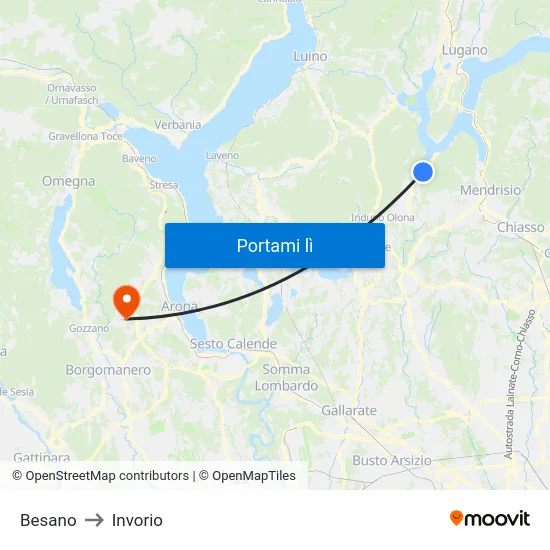 Besano to Invorio map