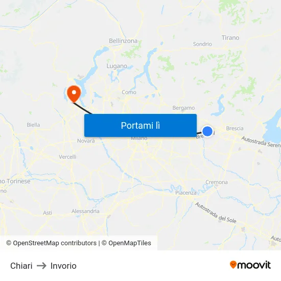 Chiari to Invorio map