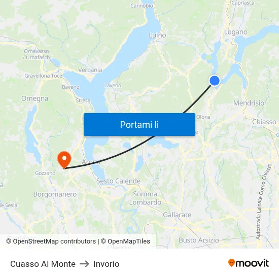 Cuasso Al Monte to Invorio map