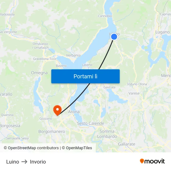 Luino to Invorio map
