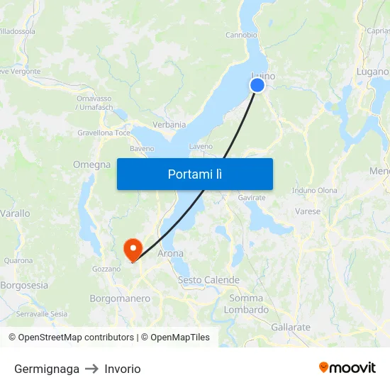 Germignaga to Invorio map