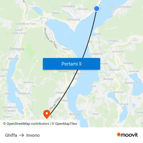 Ghiffa to Invorio map