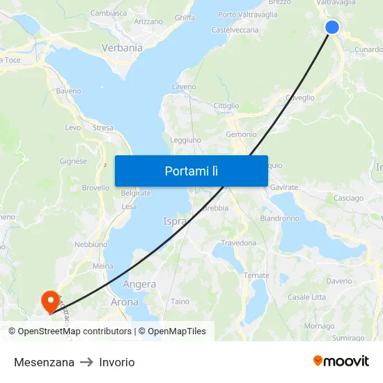 Mesenzana to Invorio map