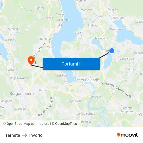 Ternate to Invorio map