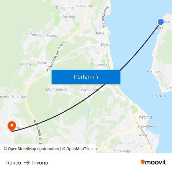 Ranco to Invorio map
