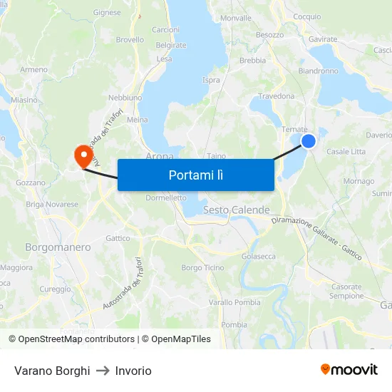 Varano Borghi to Invorio map