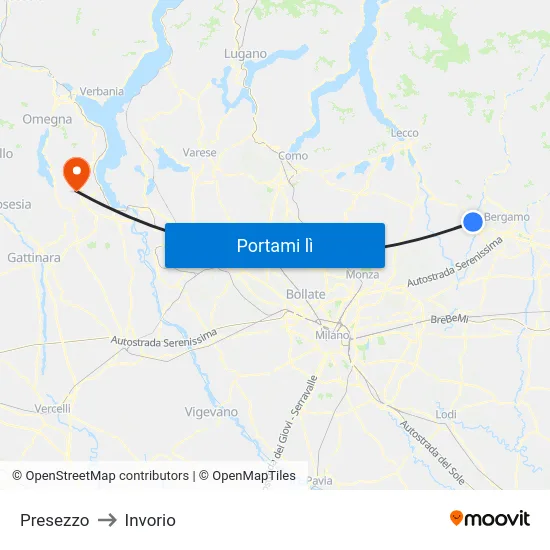 Presezzo to Invorio map