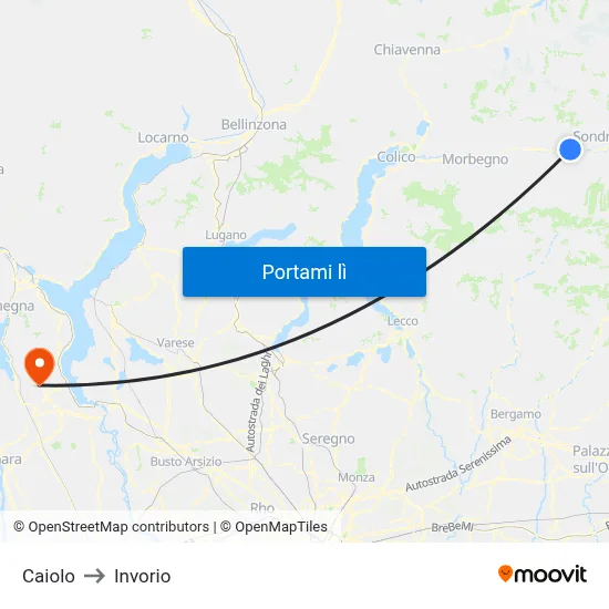 Caiolo to Invorio map