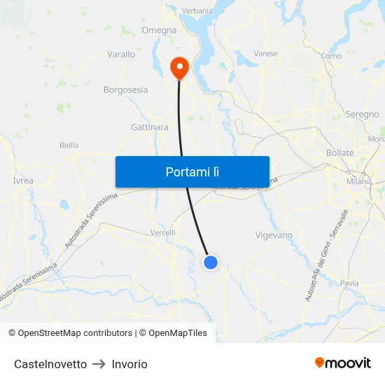 Castelnovetto to Invorio map