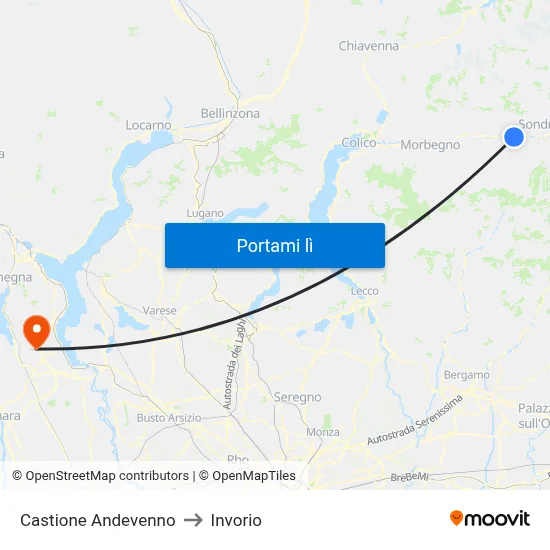 Castione Andevenno to Invorio map