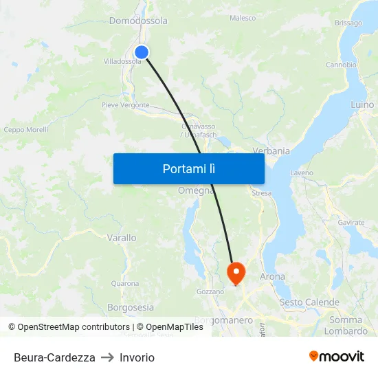 Beura-Cardezza to Invorio map