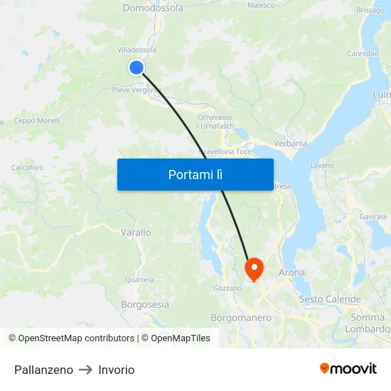 Pallanzeno to Invorio map