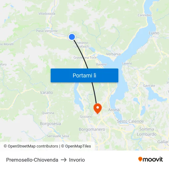 Premosello-Chiovenda to Invorio map