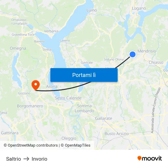 Saltrio to Invorio map