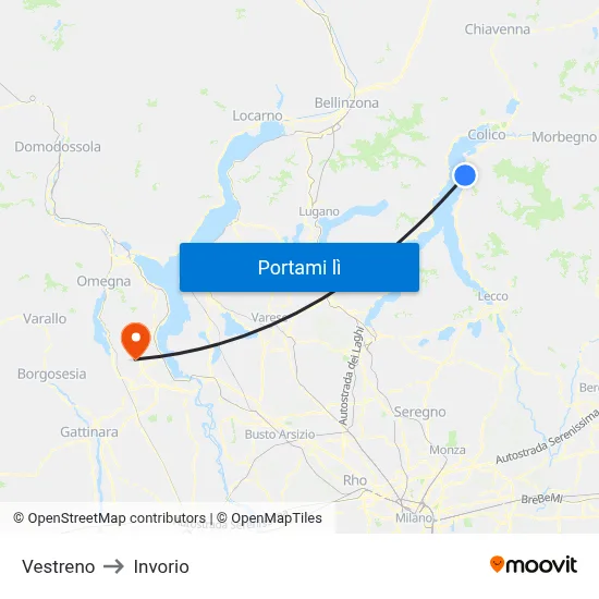 Vestreno to Invorio map