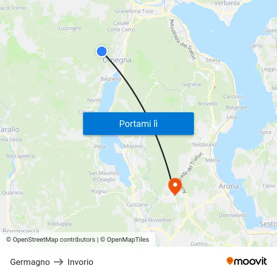 Germagno to Invorio map