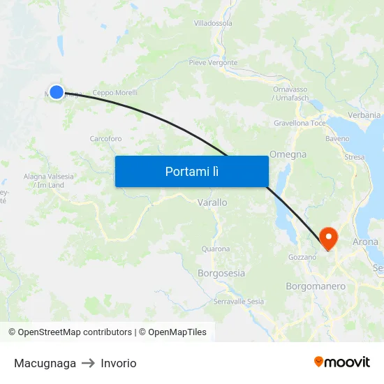 Macugnaga to Invorio map
