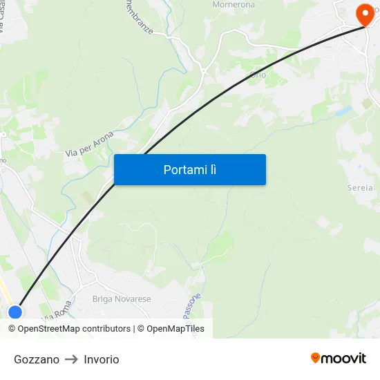 Gozzano to Invorio map