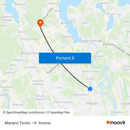 Marano Ticino to Invorio map
