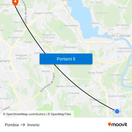 Pombia to Invorio map