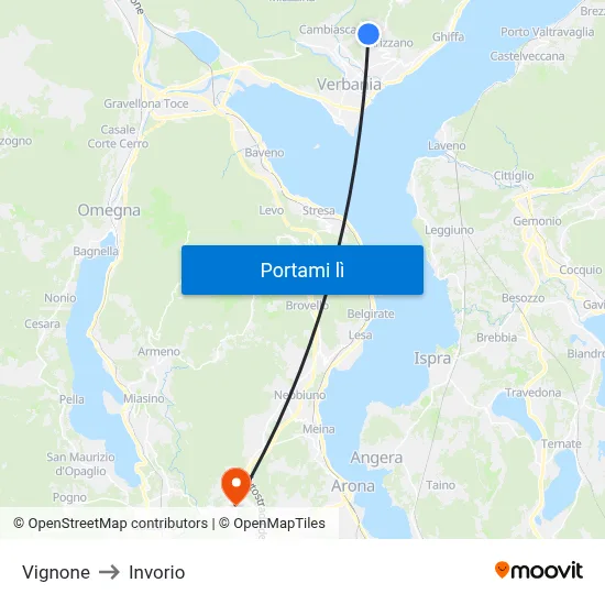 Vignone to Invorio map