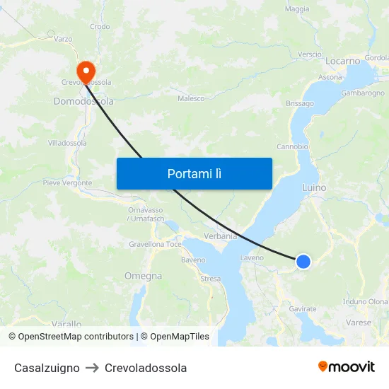 Casalzuigno to Crevoladossola map