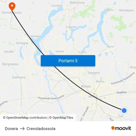 Dovera to Crevoladossola map
