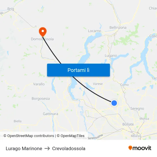 Lurago Marinone to Crevoladossola map