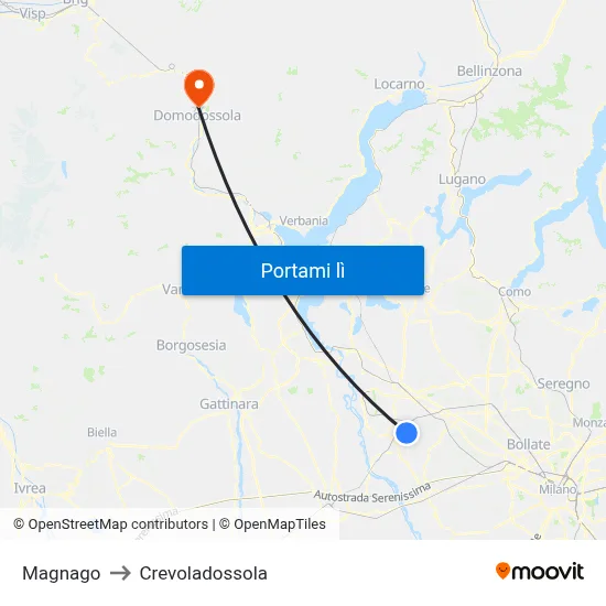 Magnago to Crevoladossola map