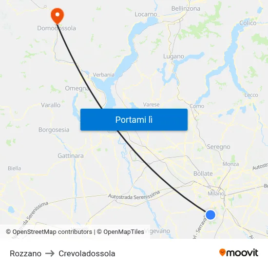 Rozzano to Crevoladossola map