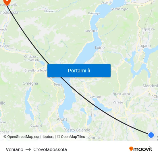Veniano to Crevoladossola map