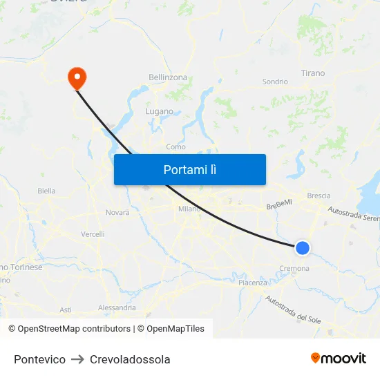 Pontevico to Crevoladossola map