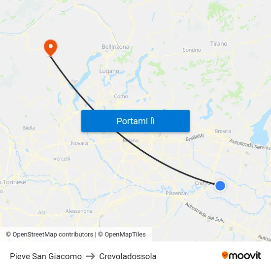 Pieve San Giacomo to Crevoladossola map