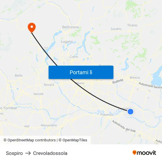 Sospiro to Crevoladossola map