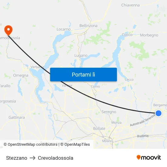 Stezzano to Crevoladossola map